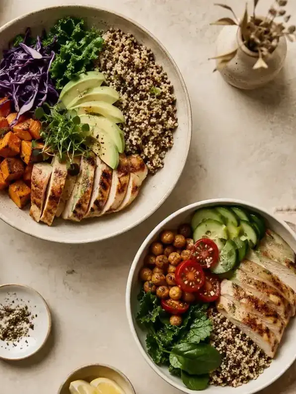Bols de repas équilibrés et colorés
